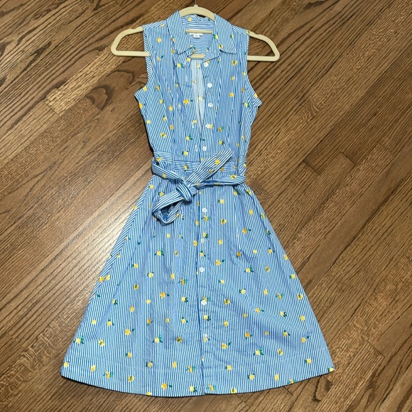 Blue and white, lemon printed J.Crew summer dress Size 00 - Picture 2 of 6